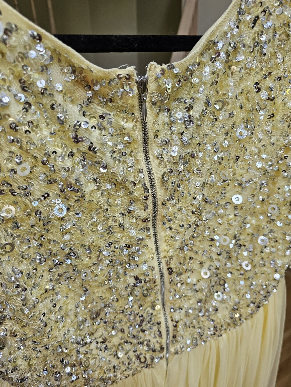 Maya Maternity Cap Sleeve Delicate Sequin Detail Tulle Maxi Dress in Lemon 10 - Picture 15 of 15
